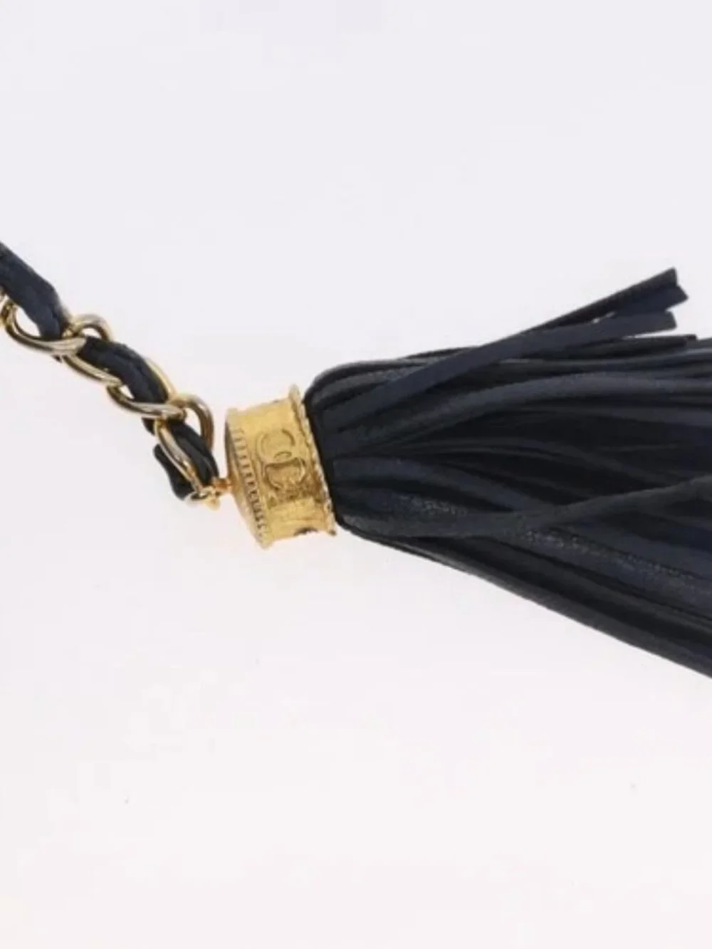 CHANEL Matelasse Chain Shoulder Bag Lamb Skin Navy Gold CC Auth BA10507